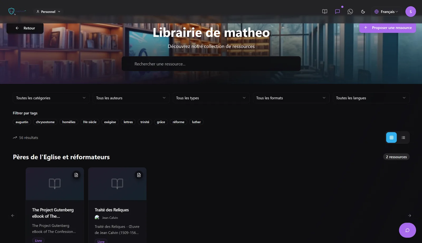 Gérer · Bibliothèques thématiques & organisations